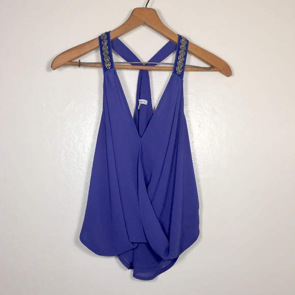 Naked Zebra Tops - {NakedZebra} Faux Wrap Beaded Blouse EUCSize Small